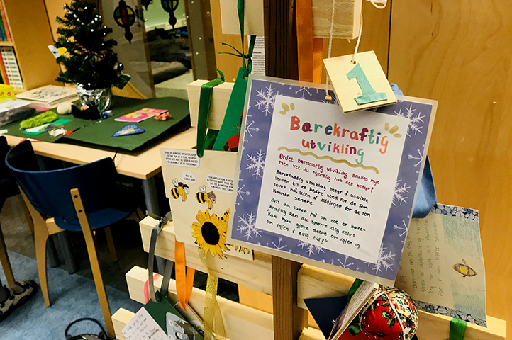 Første luke i bærekraftskalenderen på Ullevål Sykehus, desember 2019 Første luke i bærekraftskalenderen på Ullevål Sykehus, desember 2019